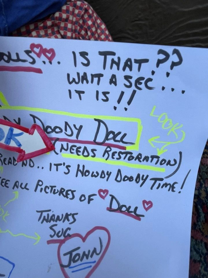 Muñeca ficticia Howdy Doody de colección temprana para restauración personaje de TV de la década de 1950 Foto 4 de 4