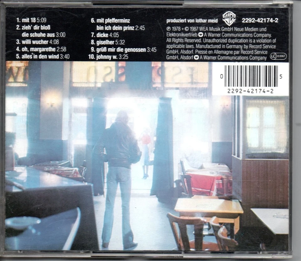 CD: WESTERNHAGEN - Mit Pfefferminz bin ich dein Prinz (Wea 2292-42174-2) 1987 - Bild 2 von 2