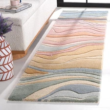 Rodeo Drive Collection Area Rug - 2'3" x 12' Runner, Blue/Blush, Geometric De...