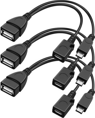 3 Pack 2-in-1 OTG Cable, TV Stick, Power Cord, USB A Female to Micro USB