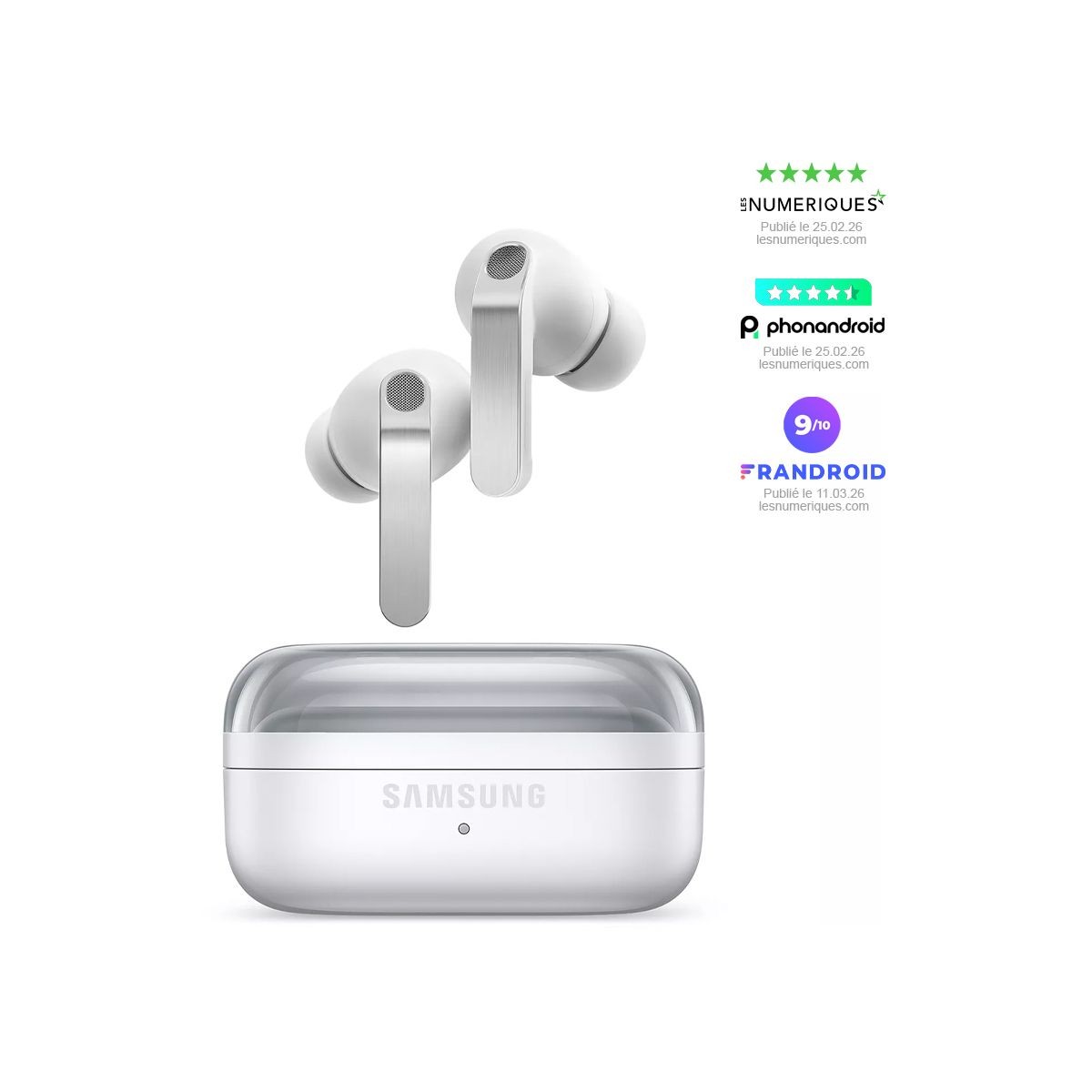 Écouteurs SAMSUNG Galaxy Buds4 Pro Blanc sans fil avec réduction active du bruit