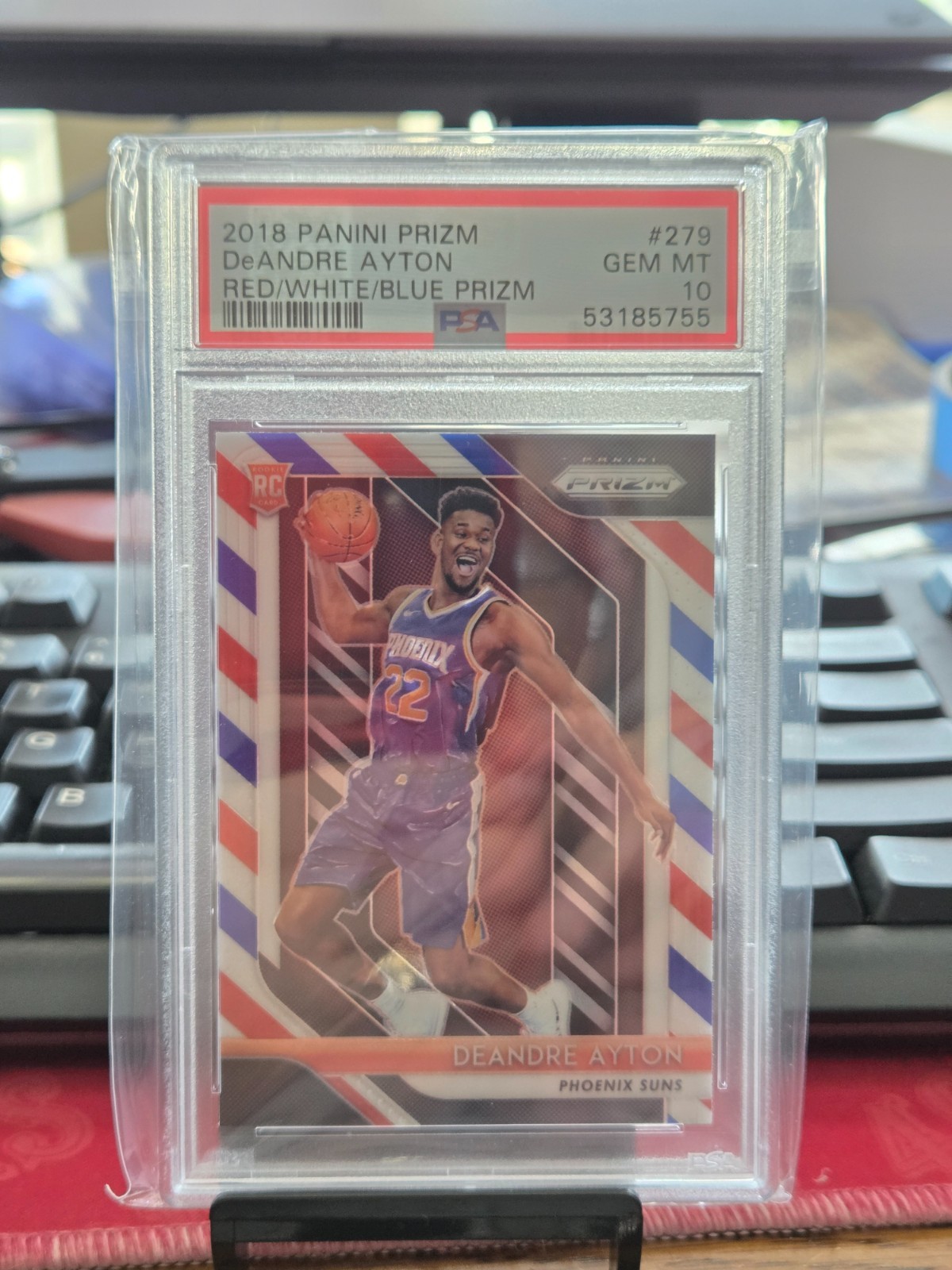 2018 PANINI PRIZM RED WHITE & BLUE PRIZM #279 DEANDRE AYTON (RC) PSA 10 GEM MT