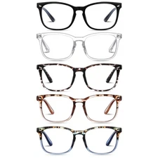 AIMISUV 5 Pack Blue Light Blocking Reading Glasses for Women Men Computer Reader