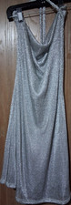 Fashion Nova Metallic Silver Glitter Bodycon Dress Strappy Cowl Neck L/XL