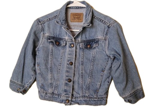 Vintage Levis Trucker Jacket Denim 80s Made In USA Distressed Unisex Child 6x