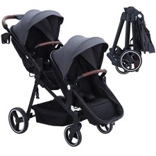 Double Stroller Track Tandem Stroller Foldable Pushchair for Infant and Toddler