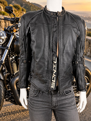 Joe Rocket Sonic 2.0 Leather Motorcycle Jacket Men's Large L Black Armored Heavy