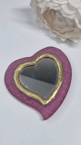 Vintage YSL Yves Saint Laurent Heart Mini hand mirror Pocket Mirror  - Foto 8 di 8