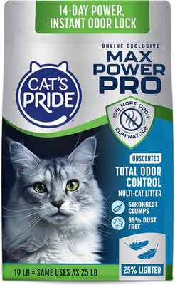 Cat's Pride Max Power Pro Lightweight Cat Litter, Unscented with Total Odor Cont