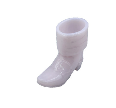 MOSSER CROWN TUSCAN PINK GLASS COWBOY BOOT SHOT GLASS TOOTHPICK HOLDER VASE SPUR
