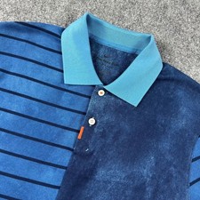 Nike Polo Shirt Mens Medium Blue Dri-FIT Stripe Block DH0966 Golf Short Sleeve