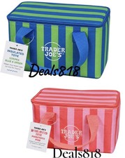 Lot of 2 NWT Trader Joe  s Mini Insulated Bag Pink Blue STRIPED 2026  PRE-ORDER