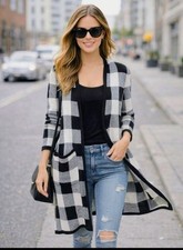 DENIM & CO Long Cardigan with Hood and Front Pockets. New Without Tag. Size S