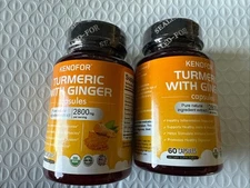 2 TURMERIC WITH GINGER 60 capsules EachSupport heart,brain joint health. 10/2025