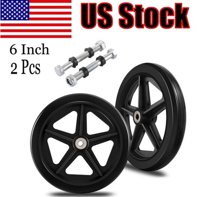 #ad #ad 2PCS of 6 Inch Wheelchair Replacement Wheels Wheelchair Front Wheel Black $18.89