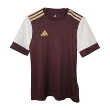 Adidas Youth Shortsleeve Jersey Burgundy White & Gold Tricot Size Large NWT