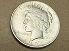 1921 high relief PEACE U.S. silver dollar. XF-AU, old cleaning. #n2d2
