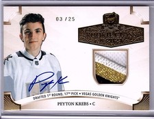 2020-21 The Cup Rookie Class Peyton Krebs #2021-PK Gold Foil Patch Auto /25