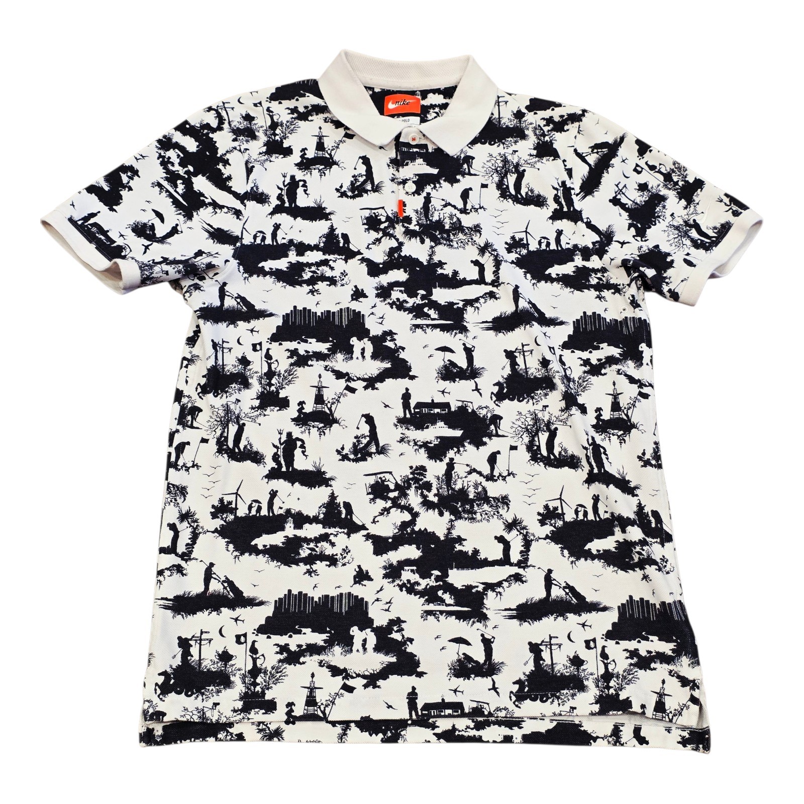 Men's Nike Toile Print Short Sleeve Golf Polo Shirt Sz Small AV5244-133