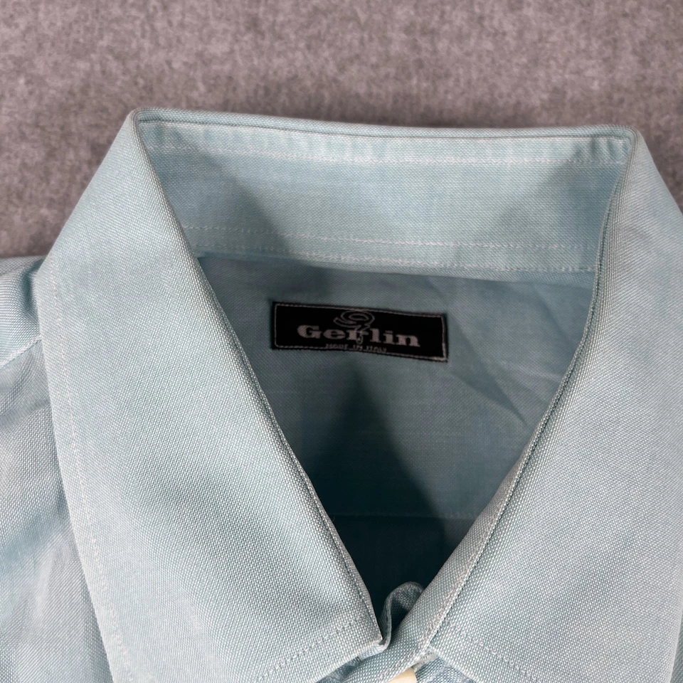 Camisa Gerlin XL Azul Claro Ligera Hecha en Italia Abotonada Manga Corta Para Hombre Foto 4 de 4