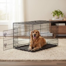 Foldable Metal Dog Crate with Double Door - Suitable for Indoor  Outdoor Use