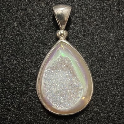 Signed Starborn 925 Sterling Silver Window Drusy Pearl Pendant Stone 