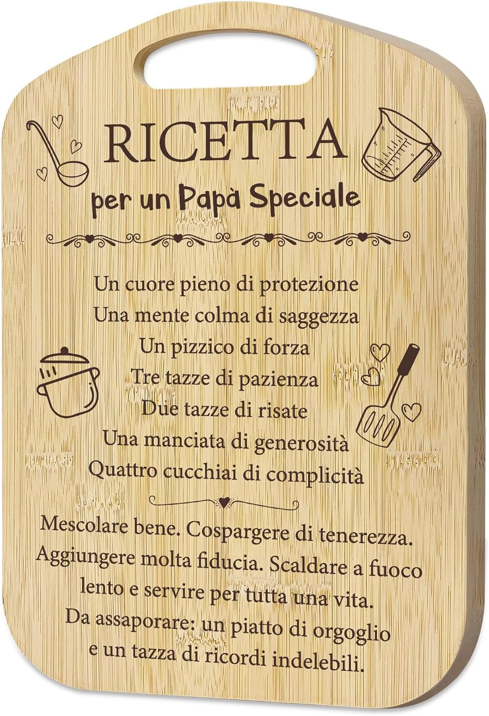 Tagliere in Bambù Regalo Natale Papà Idee Regalo Tradizionali Papà