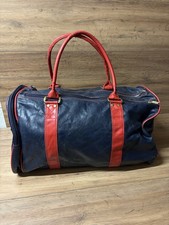 Vintage Carlton Travel Holdall Bag Weekend Overnight Sports Gym Navy blue & red
