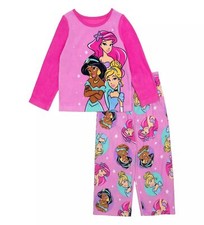 Disney Princess Ariel, Jasmine and Cinderella Toddler Girl's Fleece Pajama Set