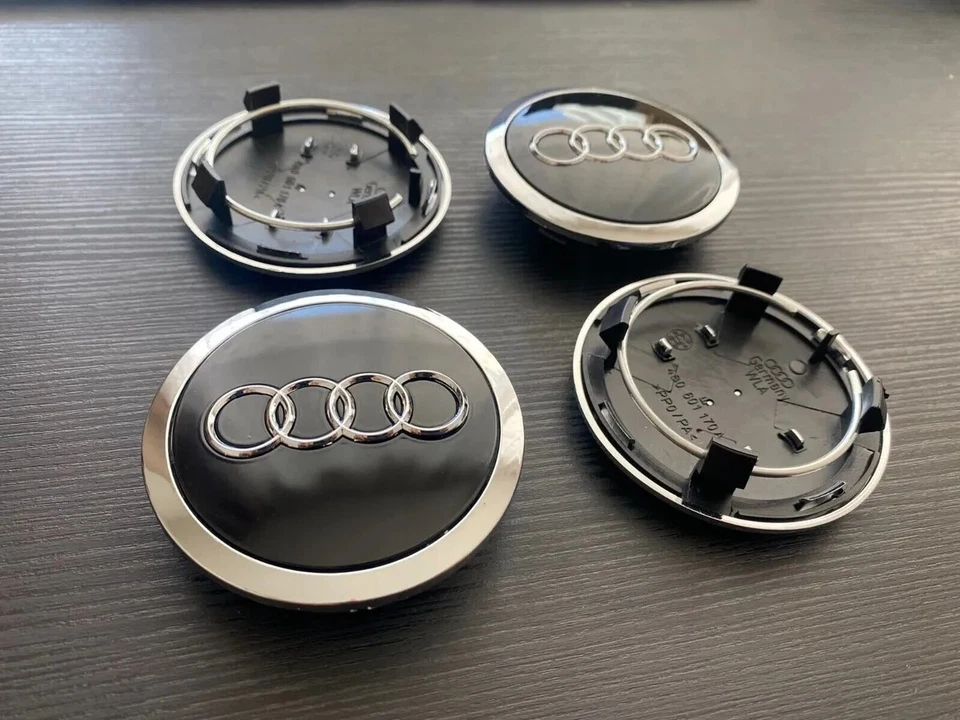 Lot de 4 Centres de roue cache moyeu Noir 69mm AUDI A3 A4 A5 A6 TT - Photo 3/4