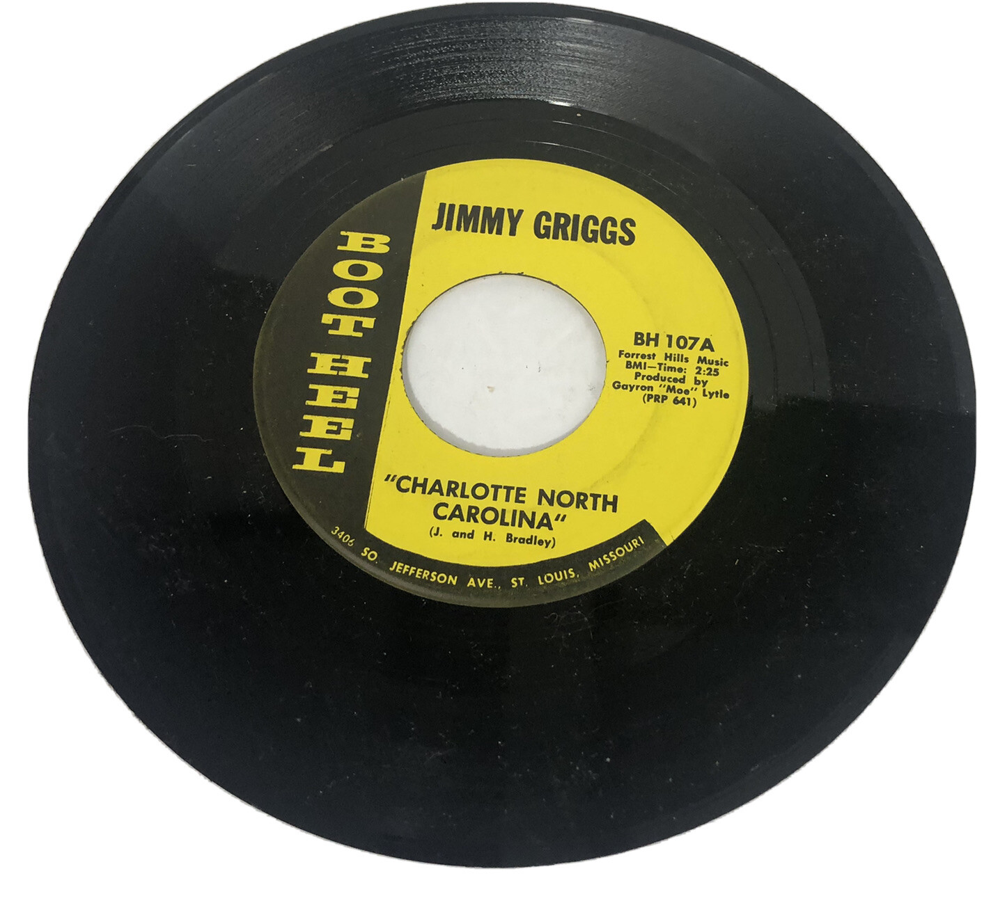 rare 45 Jimmy Griggs BootHeel Charlotte NC Who will Buy Wine St Louis