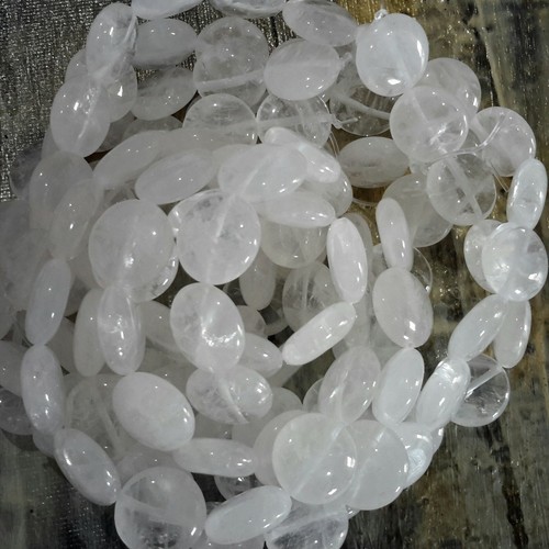 Natural Crystal Quartz, Flat Round, 16x5mm, Approx 25pce, Free Post, OZ Seller - Picture 2 of 3