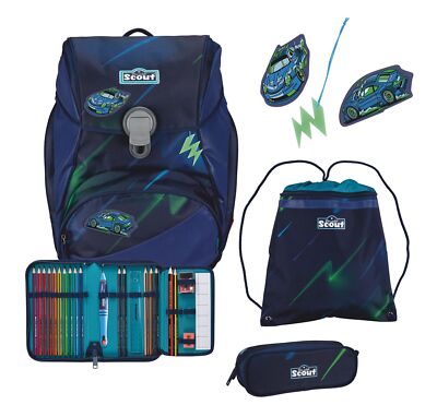 Scout Superflash Alpha Set 4-teilig Schulranzen City Lights dunkelblau