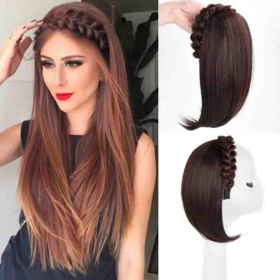 Easy-to-Wear Straight Hair Topper with Headband Synthetic Hair Extensions Women