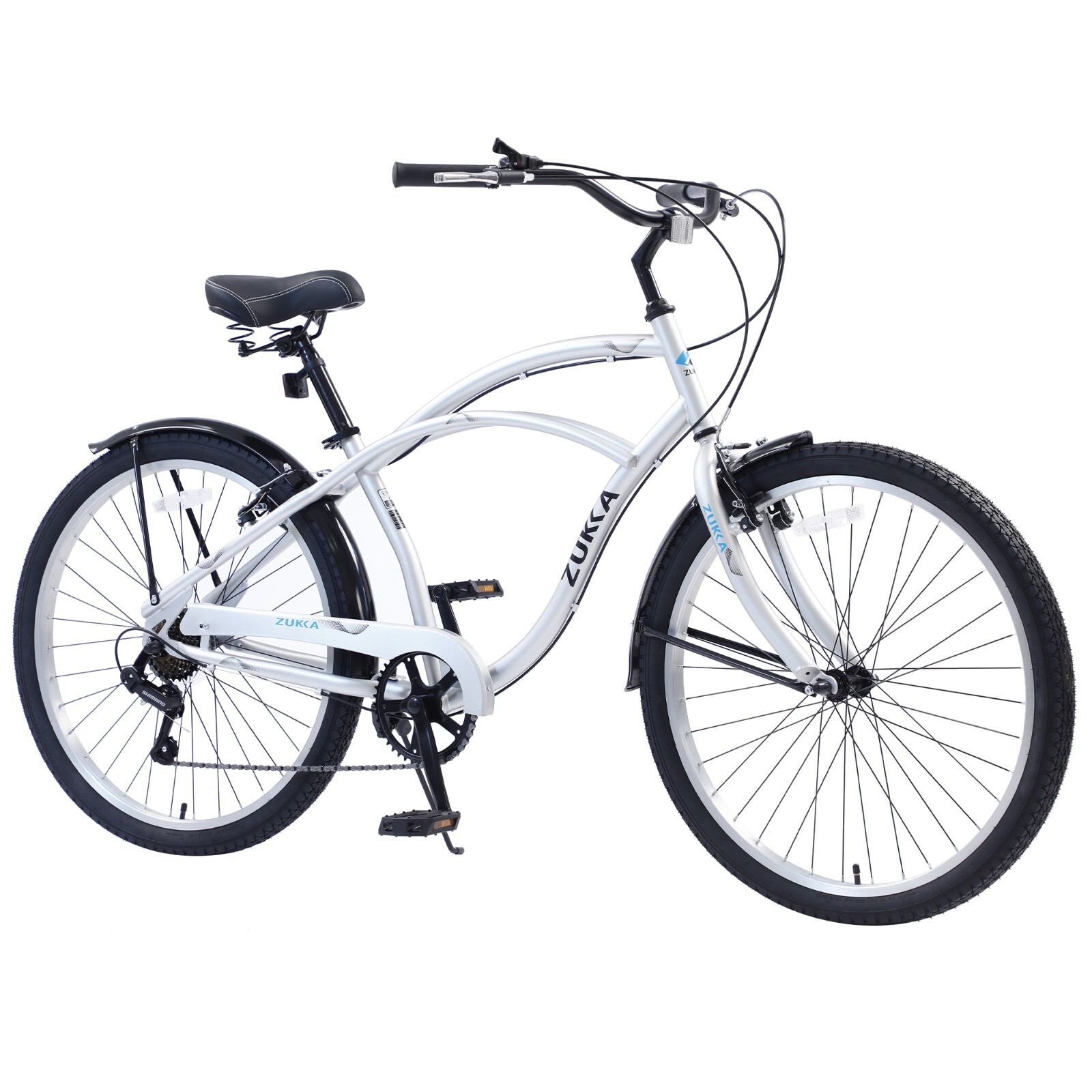 Shimano 7 Speed Bicycle 26"Inch Beach Cruiser Bike Steel Fra