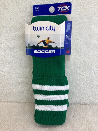 Twin City TCK Soccer Socks Large, Shoe size Men 9-12 Women 11-12 Green White