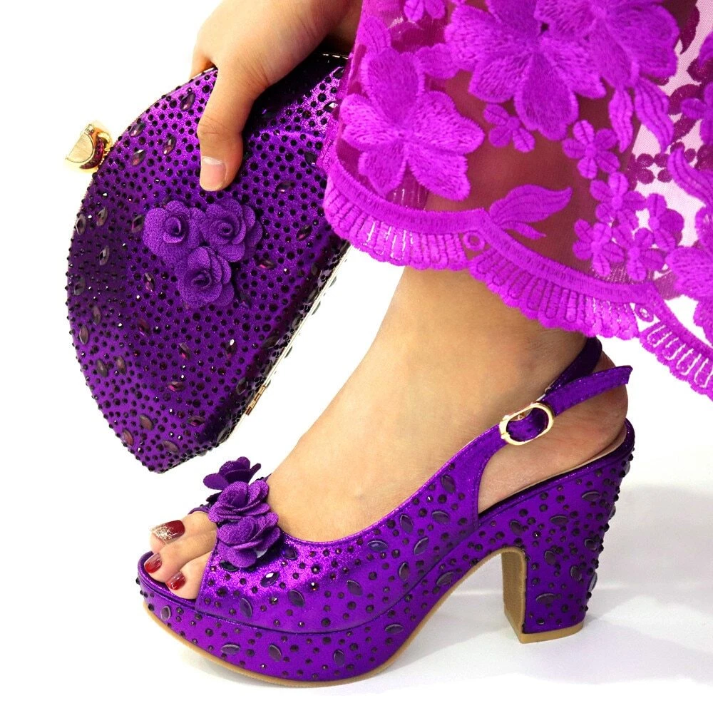 Italian Style Ladies Shoe Matching Bag Set Nigerian Shoes and Bag