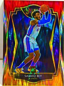 Saddiq Bey RC 2020-21 Select Red White Orange Flash Prizm Rookie Card #175 NBA