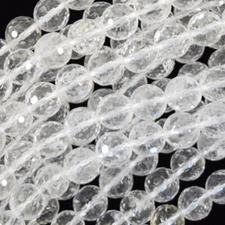 Natural Faceted Clear Crystal Quartz Round Beads 15" Strand 3mm 4mm 6mm 8mm 10mm