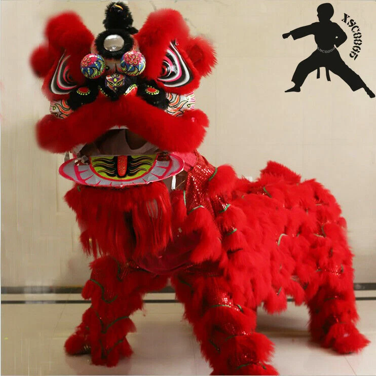 Chinese Kung Fu Foshan Lion Dance Mascot Costume Two Adult Lion Dancing - Image 2 of 4