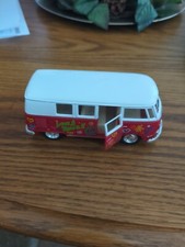 5" Kinsmart 1962 Volkswagen Classical Bus w/Decal 1:32 Diecast Love Peace RED