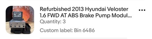 Refurbished ABS Brake Pump Module 2013 Hyundai Veloster 1.6 FWD AT | 58920-2V400 - Picture 4 of 4