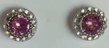 NEW Silver Plated Swarovski Crystal Classic Round Stud Earrings - Light Pink