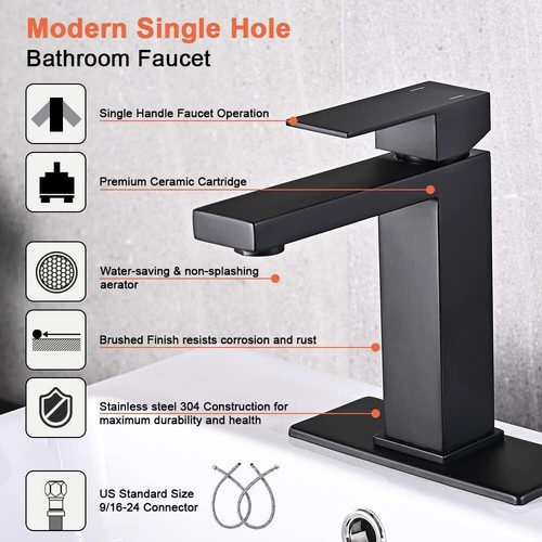 Bathroom Basin Faucet Waterfall Single Handle Vanity Sink Mixer Tap Deck Mounted - Picture 2 of 14