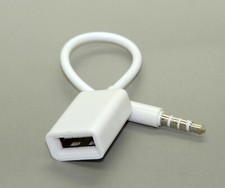 3.5 mm Klinke male AUX-Audio Stecker auf USB Adapter Kabel Auto KFZ weiß NEU