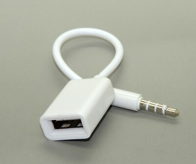 3.5 mm Klinke male AUX-Audio Stecker auf USB Adapter Kabel Auto KFZ weiß NEU