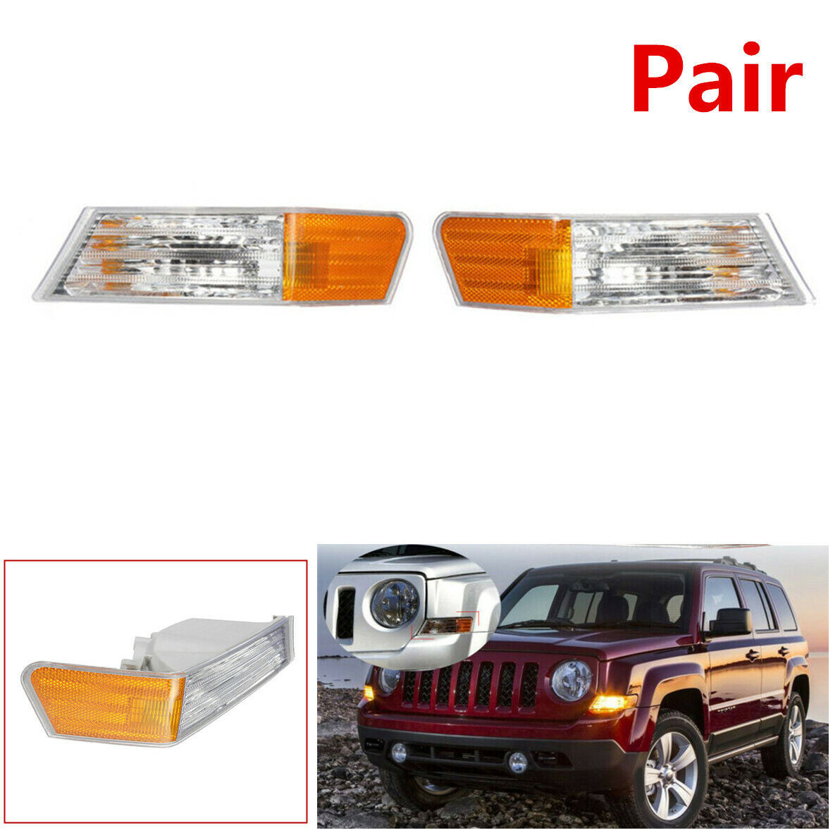 For Patriot Pair Clear Lens Parking Turn Signal Light 68004181AB