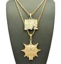 NEW GLORY BOYZ & GLO-GANG PENDANT &24"&30" C-CUBAN CHAIN NECKLACE SET - RC1441
