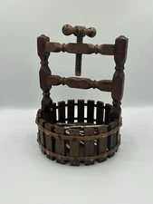 Vintage Wishing Well Manual Hand Crank Nut Cracker Wooden Basket
