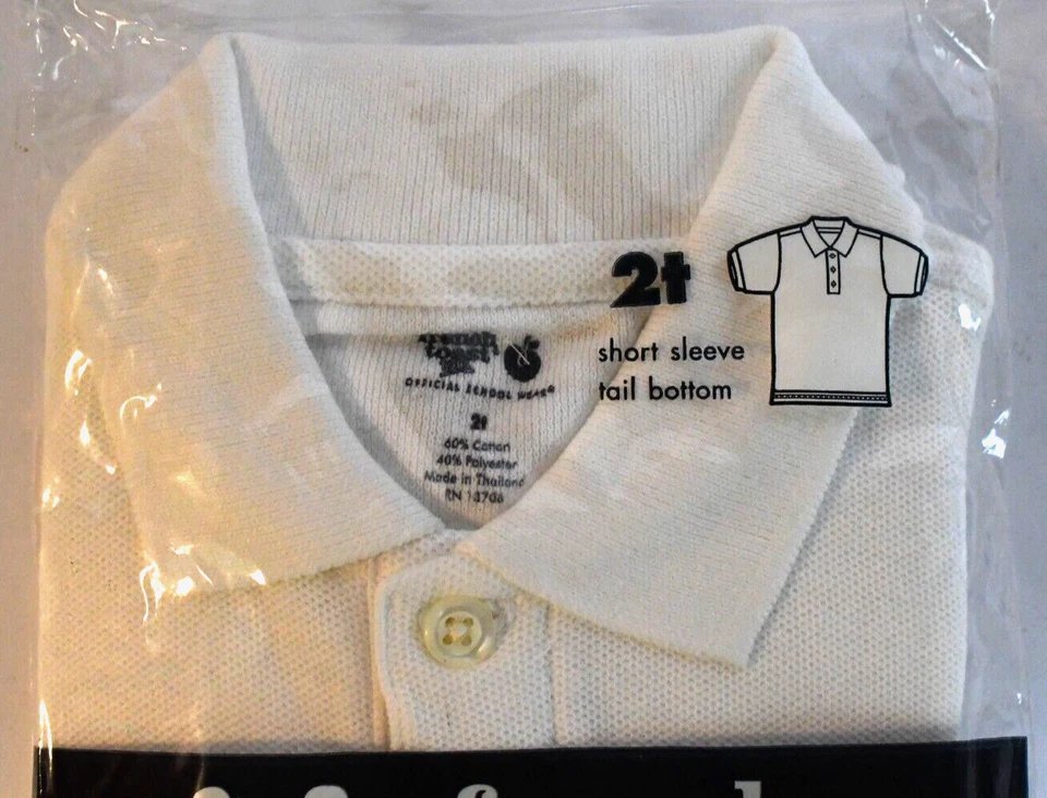 Nuevo en Paquete Polo Toast Tots Francés Sellado Manga Corta Niño Pequeño Unisex 2T Blanco  Foto 2 de 4